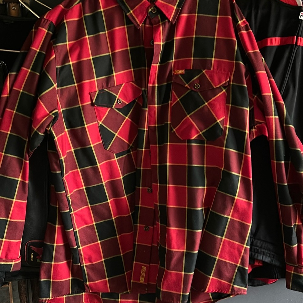 Red and Black Plaid Button-Up Shirt